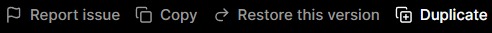 Completed prompt action menu showing Restore this version and Duplicate options.