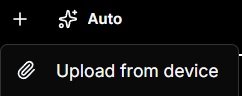 Prompt attachment menu showing the Upload from device option.