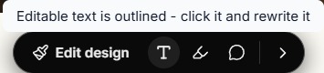 Visual edits toolbar with the Text editing tool selected.