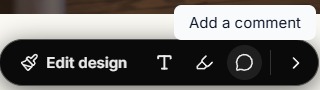 Visual edits toolbar with the Add a comment tool selected.