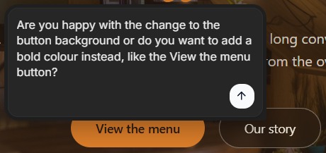 Comment box pinned beside the Our story button with reviewer feedback.