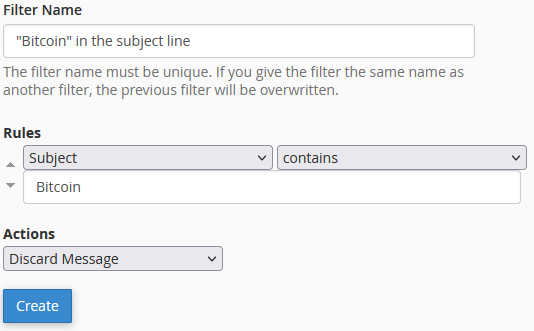 Bitcoin in the subject line
