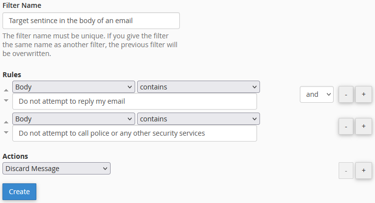 Target sentence in the body of an email